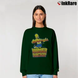 Women’s Homer Rocks The Simpsons Homer Simpson Relaxed Sweatshirt in forest green | Soft, Laid-Back Vibe