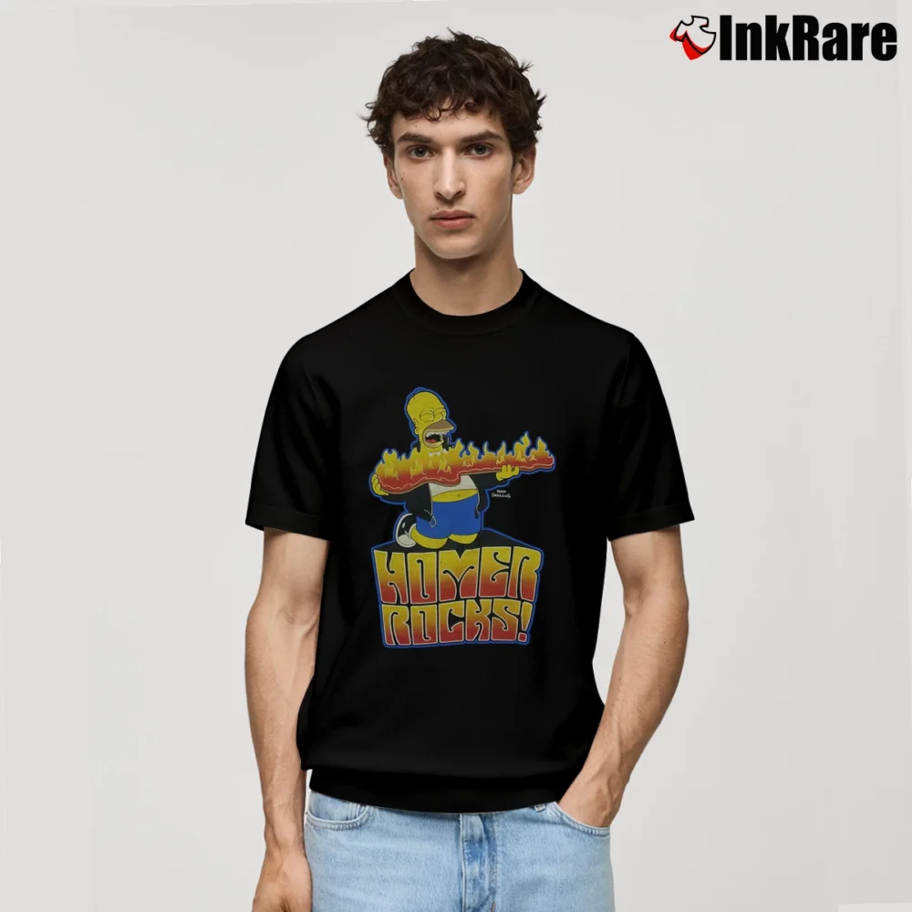 Men’s Homer Rocks The Simpsons Homer Simpson Classic T-Shirt in black | Soft, Breathable Everyday Wear