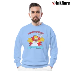 Men’s Homer Simpson 1990 All American Dad The Simpsons 90s Cartoon Crewneck Sweatshirt in light blue | Cozy Fabric, Clean Style