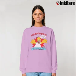Women’s Homer Simpson 1990 All American Dad The Simpsons 90s Cartoon Relaxed Sweatshirt in light pink | Soft, Laid-Back Vibe