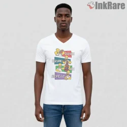 Homer Simpson Drink Drink Repeat Funny Routine Shirt on white v-neck shirt for men graphic tee