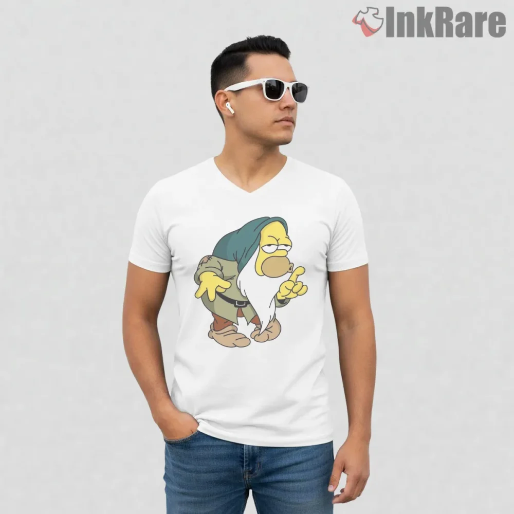 Homer Simpson Grumpy Dwarf Fantasy Parody Shirt on white v-neck shirt for men graphic tee