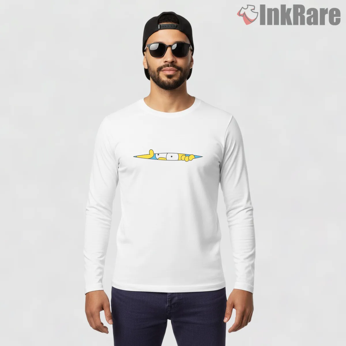 Homer Simpson Hidden Eyes Peek Minimal Funny Shirt on white long sleeve shirt for men graphic tee