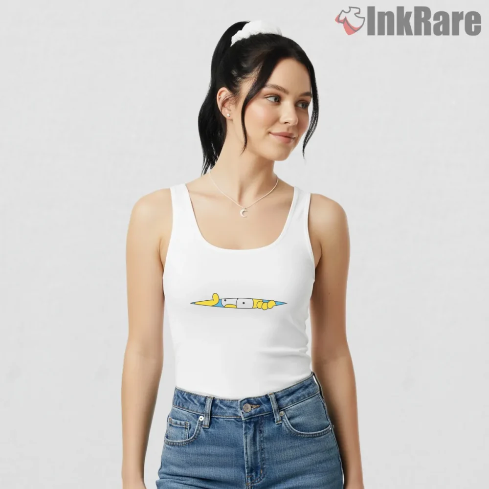 Homer Simpson Hidden Eyes Peek Minimal Funny Shirt on white tank top for women graphic tee