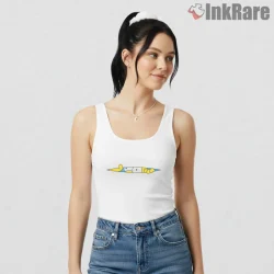 Homer Simpson Hidden Eyes Peek Minimal Funny Shirt on white tank top for women graphic tee