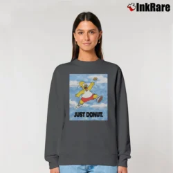 Women’s Homer Simpson Just Donut Simpsons 90s Air Jordan Cartoon Pop Culture Relaxed Sweatshirt in charcoal | Soft, Laid-Back Vibe