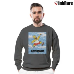Men’s Homer Simpson Just Donut Simpsons 90s Air Jordan Cartoon Pop Culture Crewneck Sweatshirt in charcoal | Cozy Fabric, Clean Style
