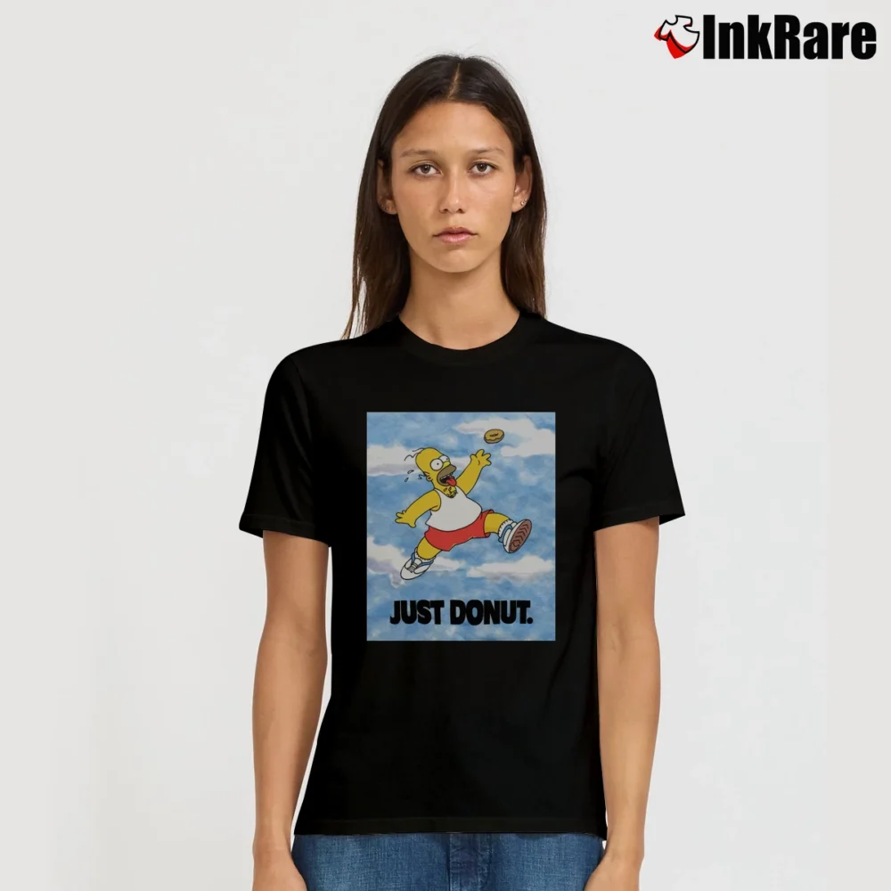Women’s Homer Simpson Just Donut Simpsons 90s Air Jordan Cartoon Pop Culture Signature T-Shirt in black | Soft, Flattering Fit
