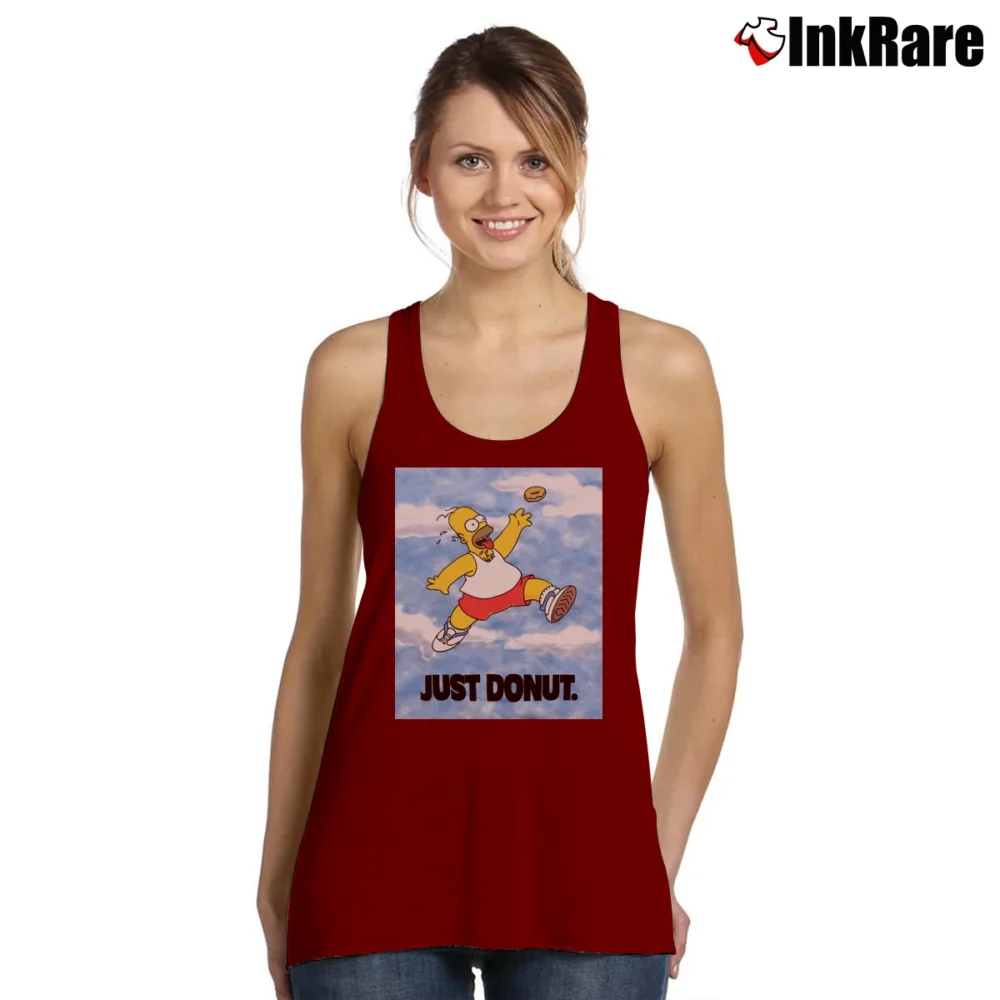 Women’s Homer Simpson Just Donut Simpsons 90s Air Jordan Cartoon Pop Culture Tank Top in maroon | Lightweight, Movement-Friendly