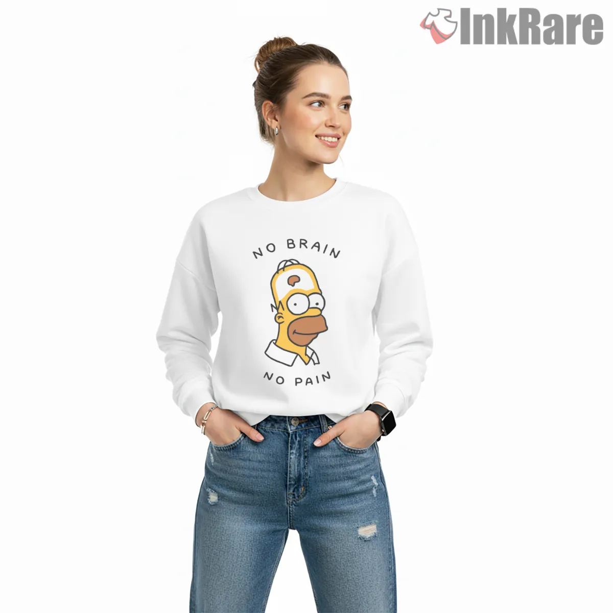 Homer Simpson No Brain No Pain Minimal Humor Shirt Homer Simpson No Brain No Pain Minimal Humor Shirt on graphic shirt for women graphic tee