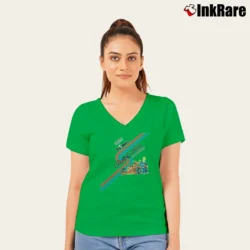 Women’s Homer Simpson Springfield Raceway Grand Prix V-Neck Tee in irish green | Chic Neckline, Soft Texture
