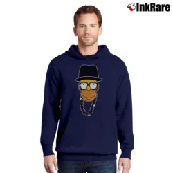 Men’s Homer Simpsons Run DMC Bootleg Spoof Pullover Hoodie in navy | Cozy, Durable, Modern Fit