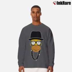 Men’s Homer Simpsons Run DMC Bootleg Spoof Long-Sleeve Shirt in charcoal | Sleek, Lightweight, Year-Round Wear
