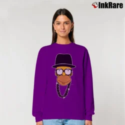 Women’s Homer Simpsons Run DMC Bootleg Spoof Relaxed Sweatshirt in purple | Soft, Laid-Back Vibe