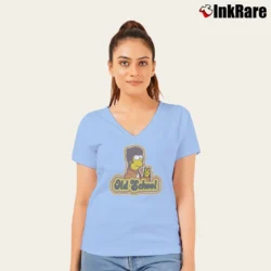 Women’s Homer The Simpsons Old School 2003 TV Show V-Neck Tee in light blue | Chic Neckline, Soft Texture