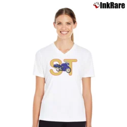 Women’s Honda ST1300 V-Neck Tee in white | Chic Neckline, Soft Texture