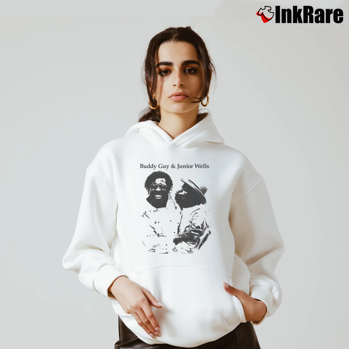 Women’s Honeydripper Buddy Guy Junior Wells Cozy Hoodie in white | Warm, Structured, Stylish
