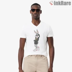 Hoodie Bugs Bunny Gold Chain Swag Shirt on white v-neck shirt for men graphic tee
