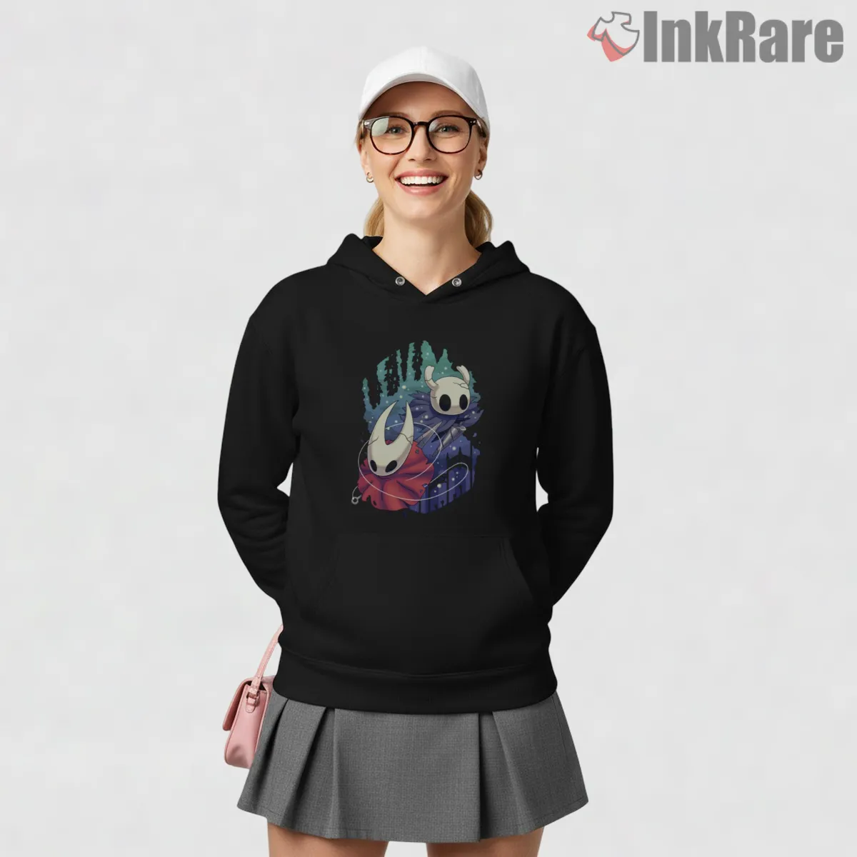 Hornet And Knight Dual Journey Forest Scene Shirt on black hoodie for women graphic tee