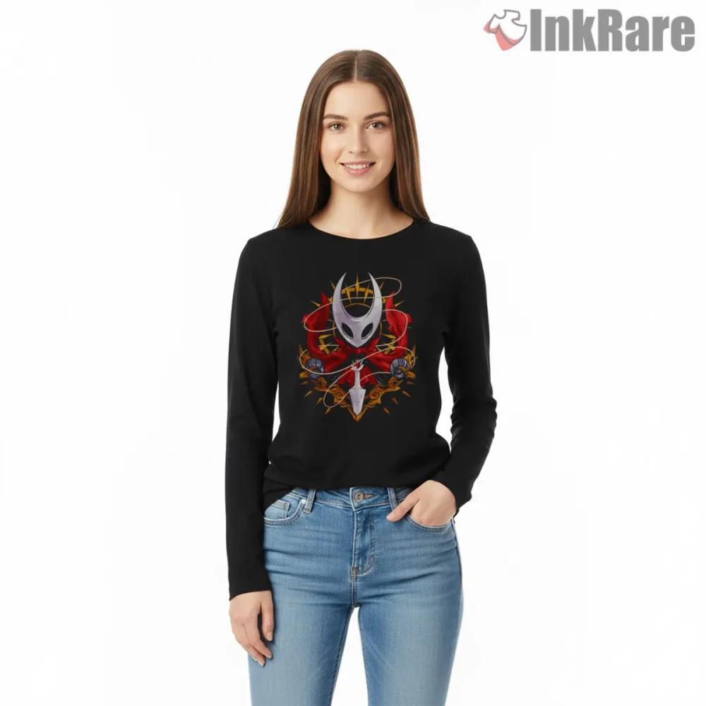 Hornet Epic Adventure Crest Fantasy Hero Shirt on black long sleeve shirt for women graphic tee