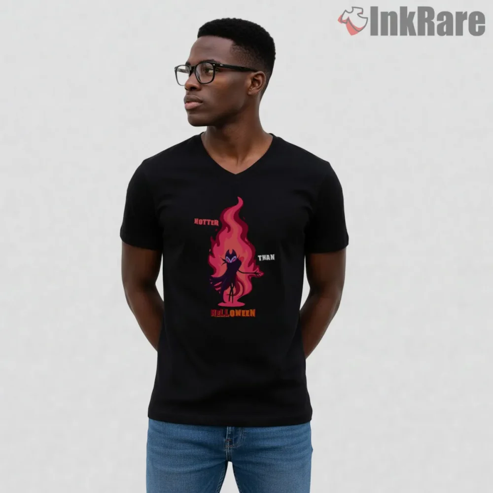 Hornet Halloween Flame Spirit Dark Aesthetic Shirt on black v-neck shirt for men graphic tee
