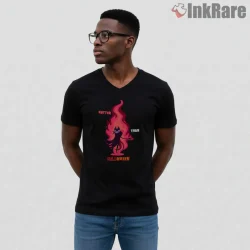 Hornet Halloween Flame Spirit Dark Aesthetic Shirt on black v-neck shirt for men graphic tee