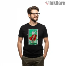 Hornet Needle Guardian Elegant Minimal Art Shirt on black short sleeve shirt for men graphic tee