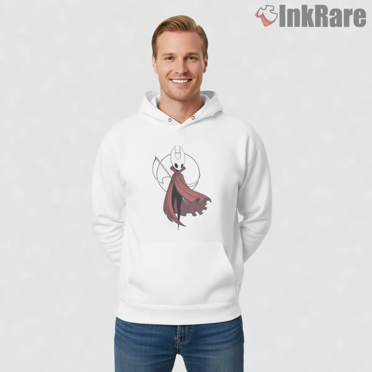 Hornet Needle Thread Dynamic Minimal Action Shirt on white hoodie for men graphic tee