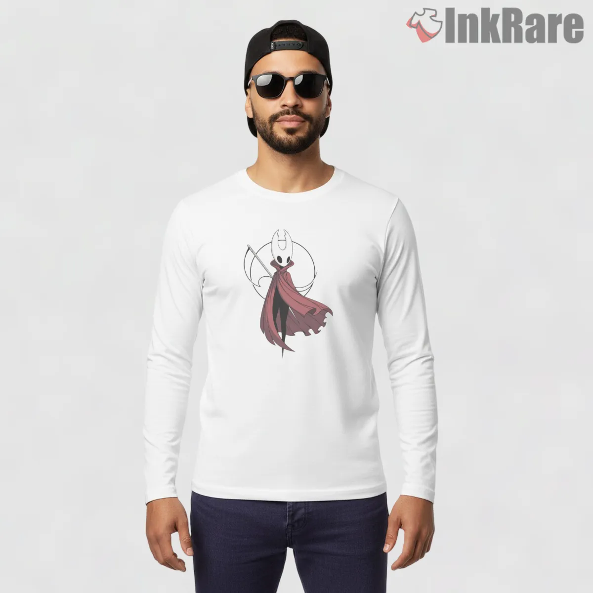 Hornet Needle Thread Dynamic Minimal Action Long Sleeve White Hornet Needle Thread Dynamic Minimal Action Shirt on white long sleeve shirt for men graphic tee