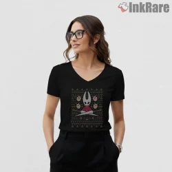 Hornet Pharloom Winter Pattern Sweater Style Shirt on black v-neck shirt for women graphic tee