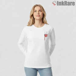 Hornet Pocket Charm Beads Minimal Silksong Shirt on white long sleeve shirt for women graphic tee