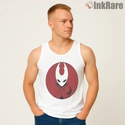 Hornet Red Emblem Guard Minimal Crest Shirt on white tank top for men graphic tee