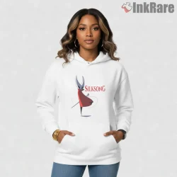 Hornet Silksong Bold Red Typography Graphic Shirt on white hoodie for women graphic tee