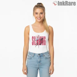 Hornet Silksong Bold Typography Minimal Impact Shirt on white tank top for women graphic tee