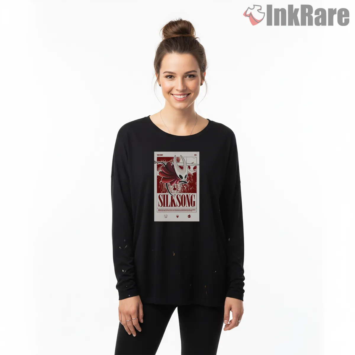 Hornet Silksong Vintage Poster Style Long Sleeve Black Hornet Silksong Vintage Poster Style Shirt on black long sleeve shirt for women graphic tee