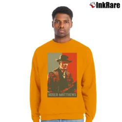 Men’s Hosea Matthews Hope Poster Art Crewneck Sweatshirt in orange | Cozy Fabric, Clean Style