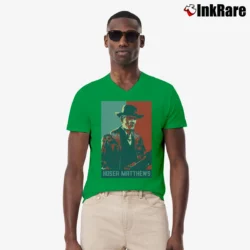 Men’s Hosea Matthews Hope Poster Art V-Neck Tee in irish green | Sharp, Breathable, Everyday Staple
