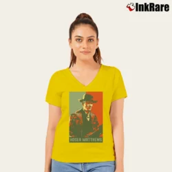 Women’s Hosea Matthews Hope Poster Art V-Neck Tee in yellow | Chic Neckline, Soft Texture