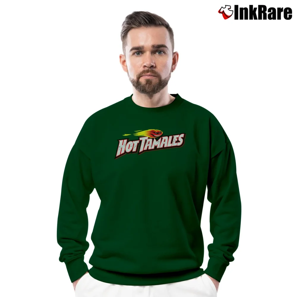 Men’s Hot Tamales Candy Retro Graphic Crewneck Sweatshirt in forest green | Cozy Fabric, Clean Style