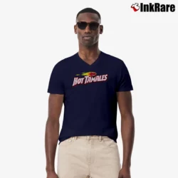 Men’s Hot Tamales Candy Retro Graphic V-Neck Tee in navy | Sharp, Breathable, Everyday Staple