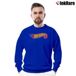 Men’s Hot Wheels Mattel Racing Toy Logo Crewneck Sweatshirt in royal blue | Cozy Fabric, Clean Style