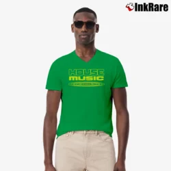 Men’s House Music V-Neck Tee in irish green | Sharp, Breathable, Everyday Staple