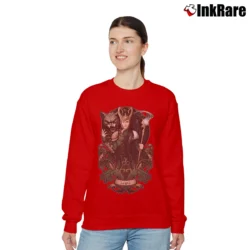Women’s House Of Loki Sons Of Mischief By Medusa Dollmaker Relaxed Sweatshirt in red | Soft, Laid-Back Vibe
