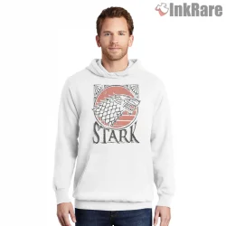 House Stark Red Moon Vintage Sigil Shirt on white hoodie for men graphic tee