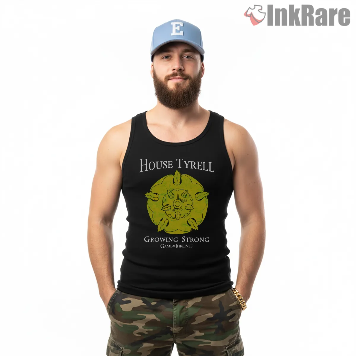 House Tyrell Floral Sigil Growing Strong Tank Top Black House Tyrell Floral Sigil Growing Strong Shirt on black tank top for men graphic tee