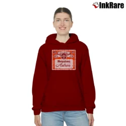 Women’s Houston Astros Baseball Beer Label Cozy Hoodie in maroon | Warm, Structured, Stylish