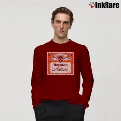 Men’s Houston Astros Baseball Beer Label Long-Sleeve Shirt in maroon | Sleek, Lightweight, Year-Round Wear