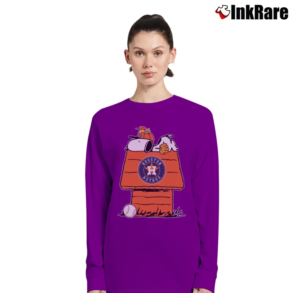 Women’s Houston Astros Baseball Snoopy Long-Sleeve Top in purple | Sleek, Versatile, All-Season