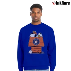 Men’s Houston Astros Baseball Snoopy Crewneck Sweatshirt in royal blue | Cozy Fabric, Clean Style