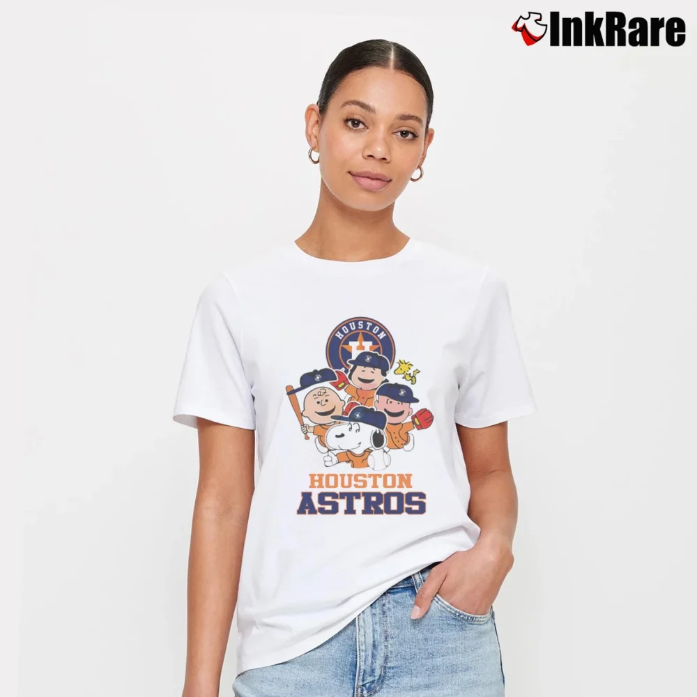 Women’s houston astros snoopy charlie brown woodstock T-Shirt in white | Soft, Flattering Fit
